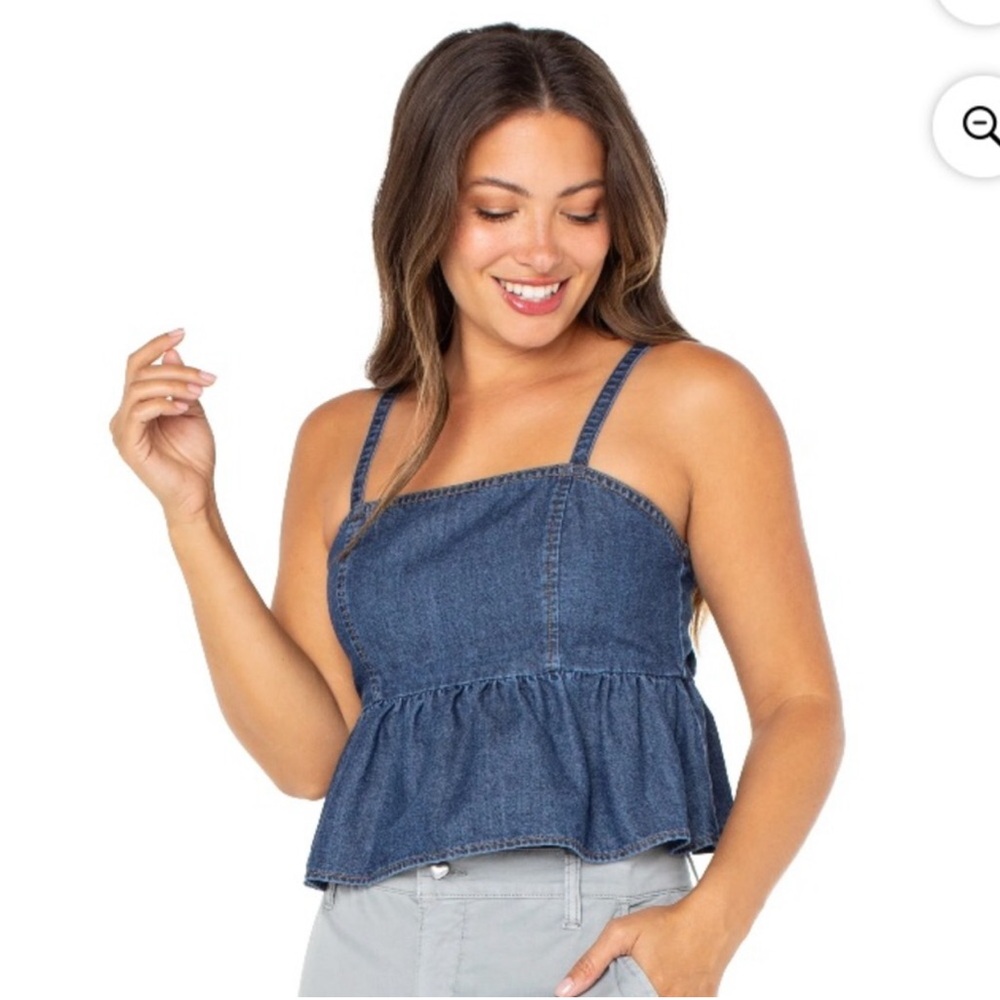New Celebrity Pink Sleeveless Denim Peplum Top Size XXXL juniors
